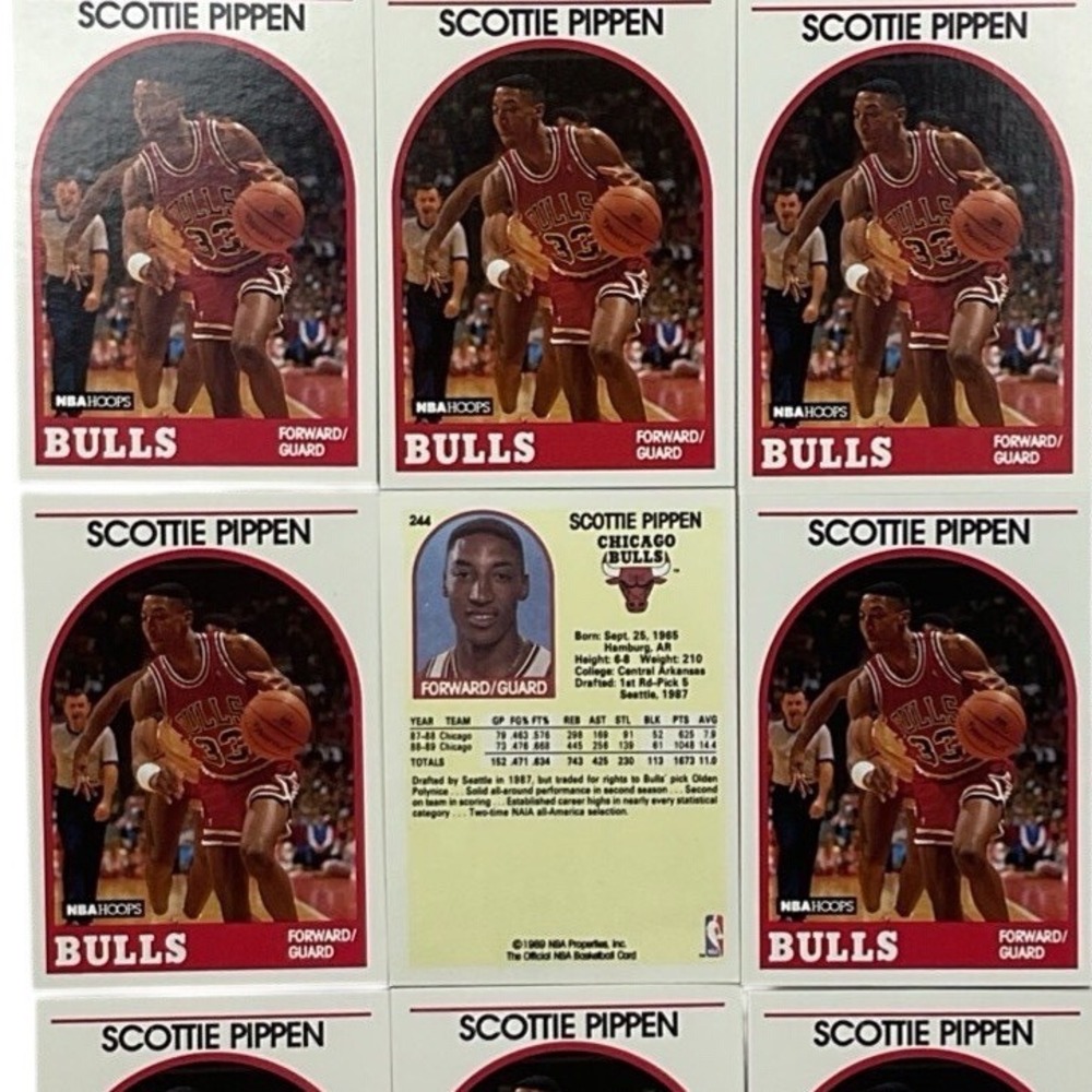 Scottie Pippen Card 244 1989-90 NBA Hoops Chicago Bulls Lot of 50 Cards